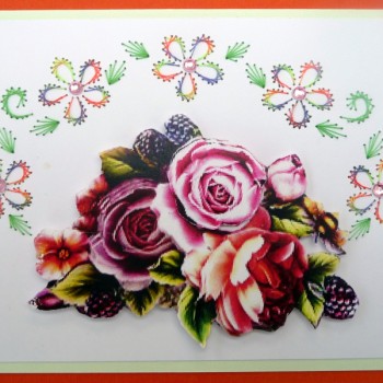Geborduurde bloemenkaart